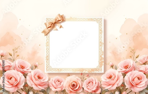Wallpaper Mural Beautiful Rose Background Image, Ribbon, Card Flower Frame, Anniversary Texture Banner Torontodigital.ca