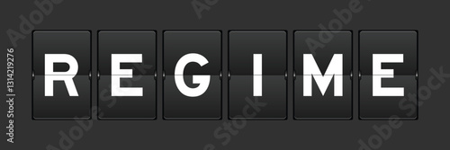 Black color analog flip board with word refime on gray background