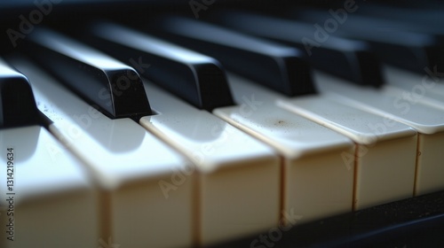 Wallpaper Mural Close-up view of piano keys highlighting worn ivory and ebony surfaces during evening practice session Torontodigital.ca