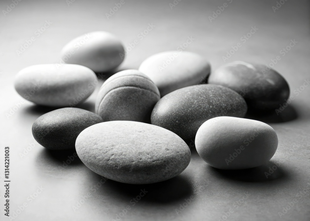 Zen-inspired black and white: smooth pebbles, textured stones, abstract still life. Zen-inspired black and white: smooth pebbles, textured stones, abstract still life.