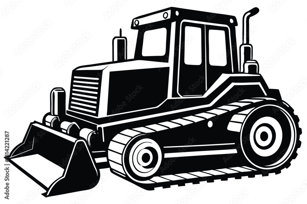 Naklejka premium Bulldozer Vector Silhouette