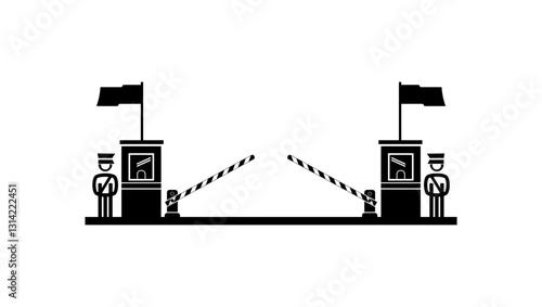 border checkpoint, black isolated silhouette