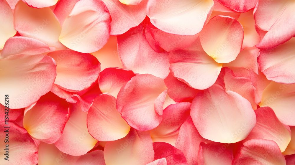 Fototapeta premium Close-up of pink and white rose petals creating a delicate floral pattern