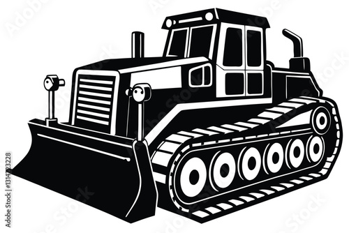 Bulldozer Vector Silhouette