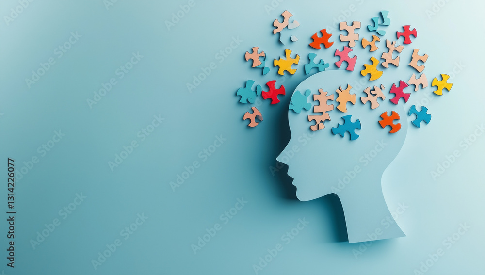 Colorful Jigsaw Puzzle Pieces Representing Brain Mind and Thoughts Colorful Jigsaw Puzzle Pieces Representing Brain Mind and Thoughts