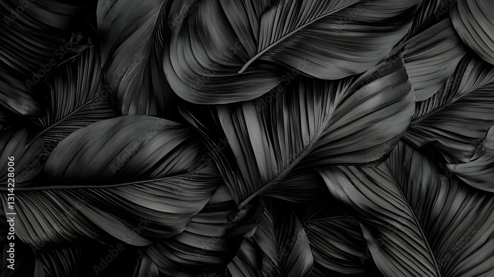 custom made wallpaper toronto digitalDark Monochromatic Background Of Lush Layered Tropical Leaves With Intricate Vein Details Creates Dramatic Textured Wallpaper