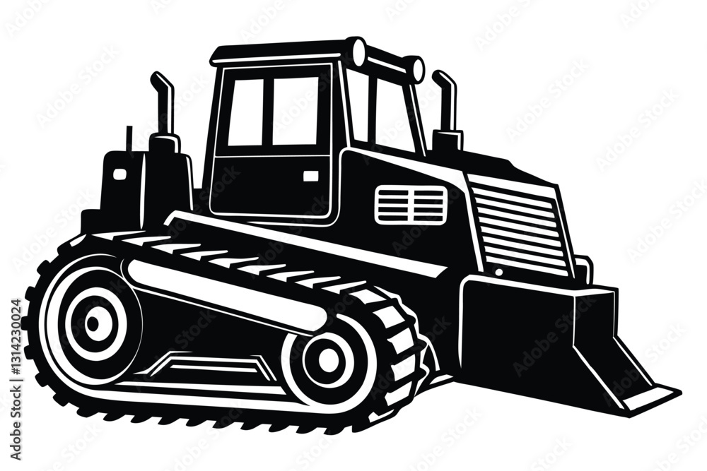 Naklejka premium black bulldozer silhouette design illustration