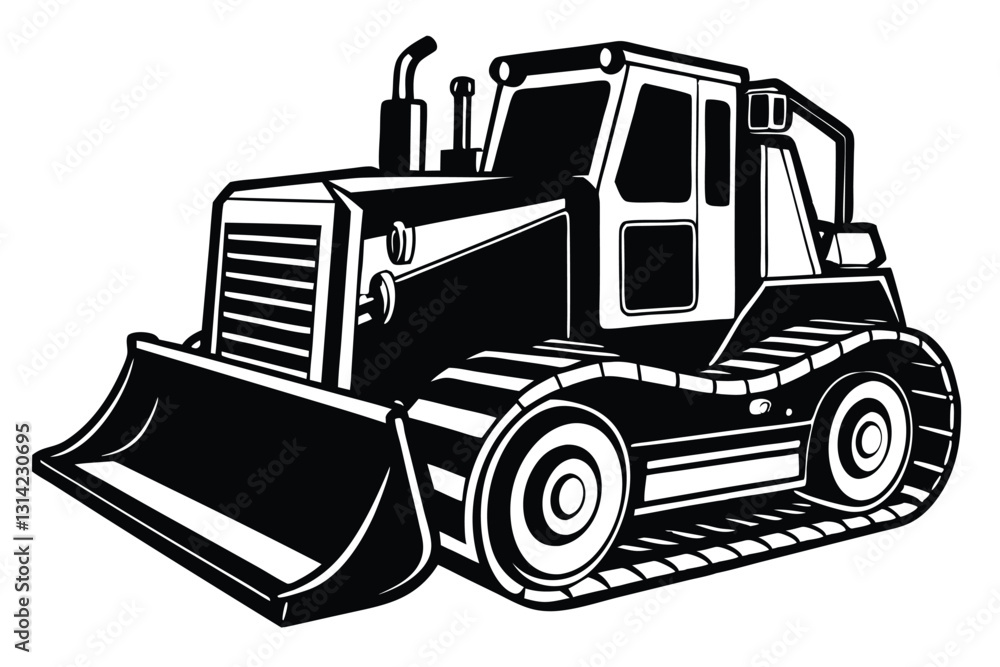 Naklejka premium black bulldozer silhouette design illustration