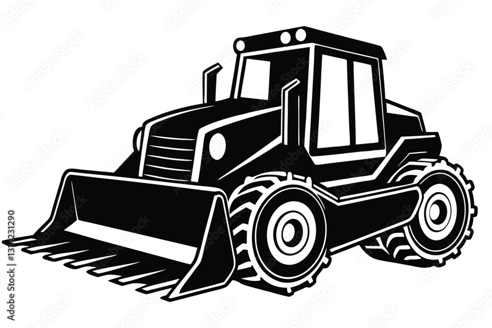 Naklejka premium black bulldozer silhouette design illustration