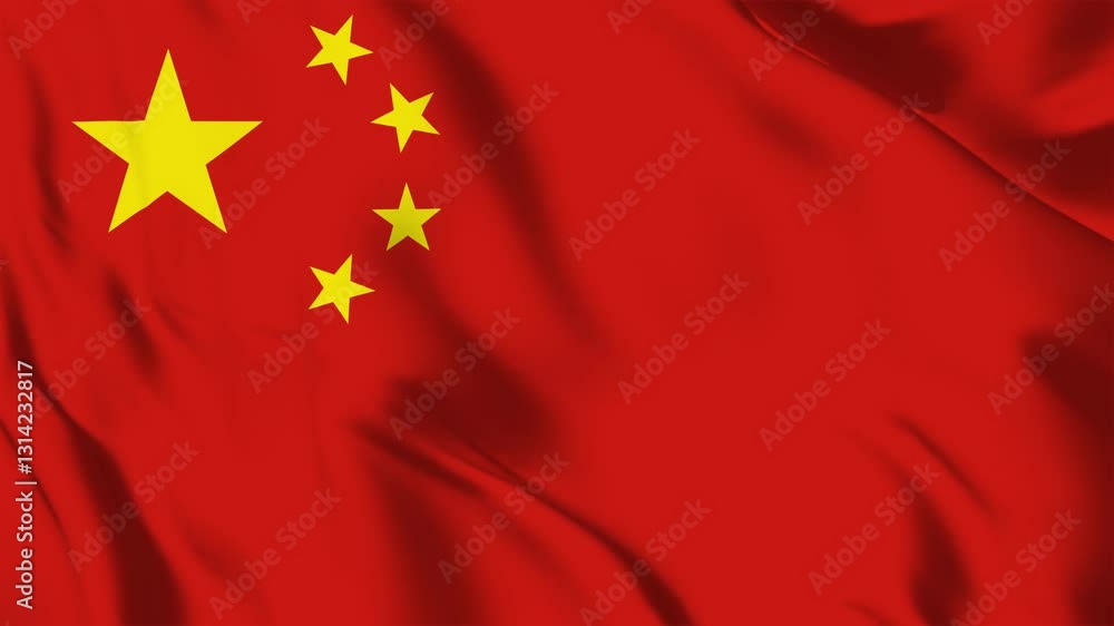 Animated Waving China Flag with Realistic Fabric Texture Animated Waving China Flag with Realistic Fabric Texture