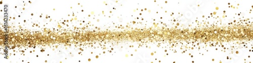 Gold dust glitter overlay background. Sparkling golden falling confetti border. Sequin dust frame wallpaper for wedding or christmas banner.  illustration