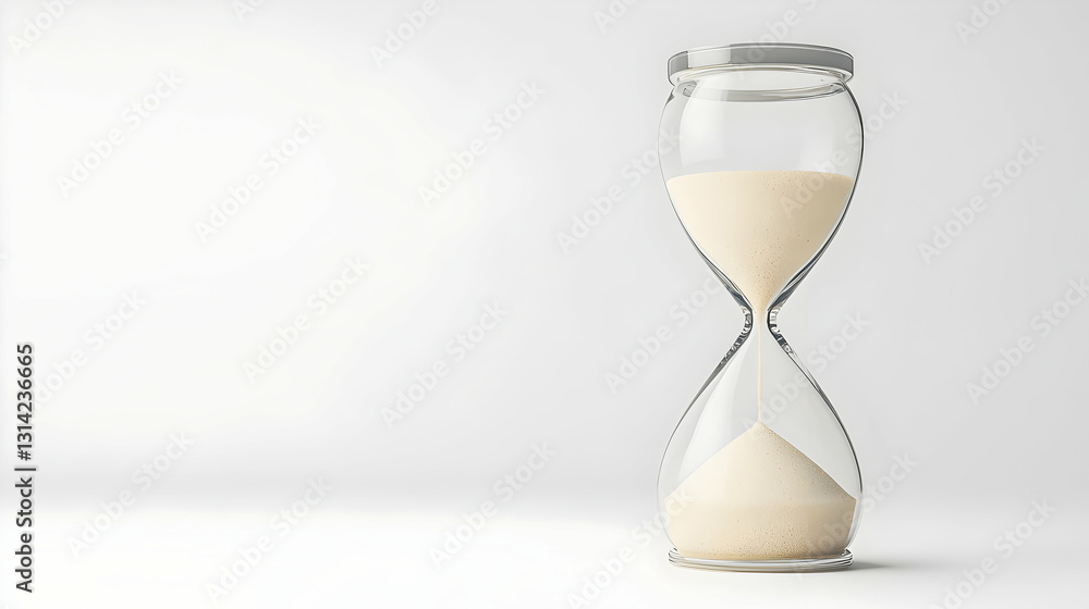An Hourglass With White Sand On A White Background Symbolizing The Passage Of Time An Hourglass With White Sand On A White Background Symbolizing The Passage Of Time
