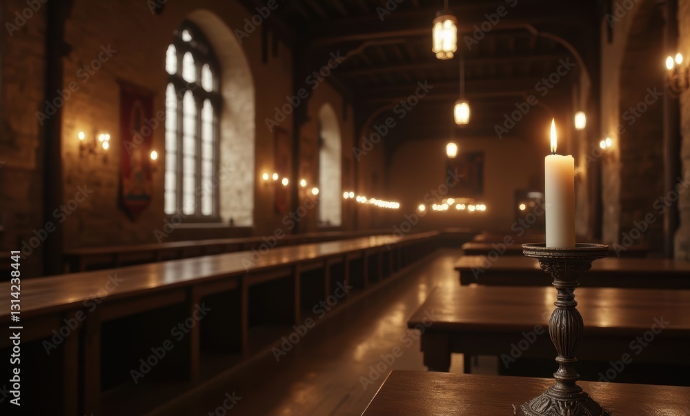 Candlelit hall in a historic setting Candlelit hall in a historic setting