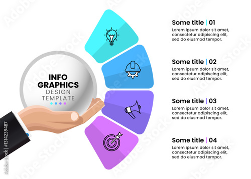 Infographic template. Businessman hand with 4 steps