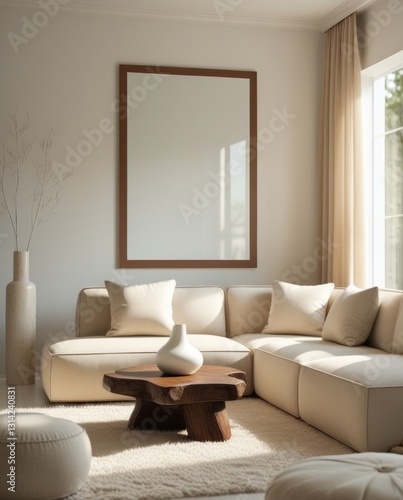 Empty frame mockup in home interior background, poster frame mockup design, mockup frame