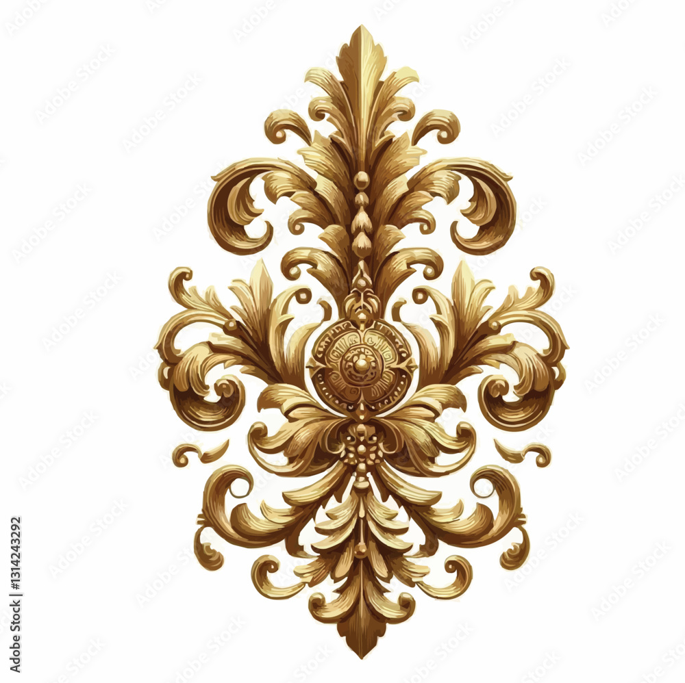 Golden decorative element design with white background Golden decorative element design with white background