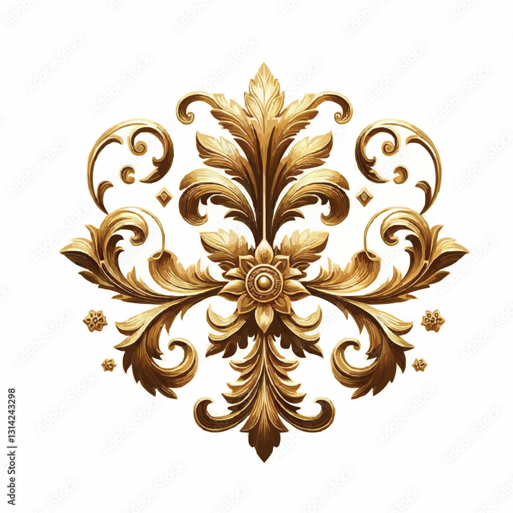Golden decorative element design with white background Golden decorative element design with white background