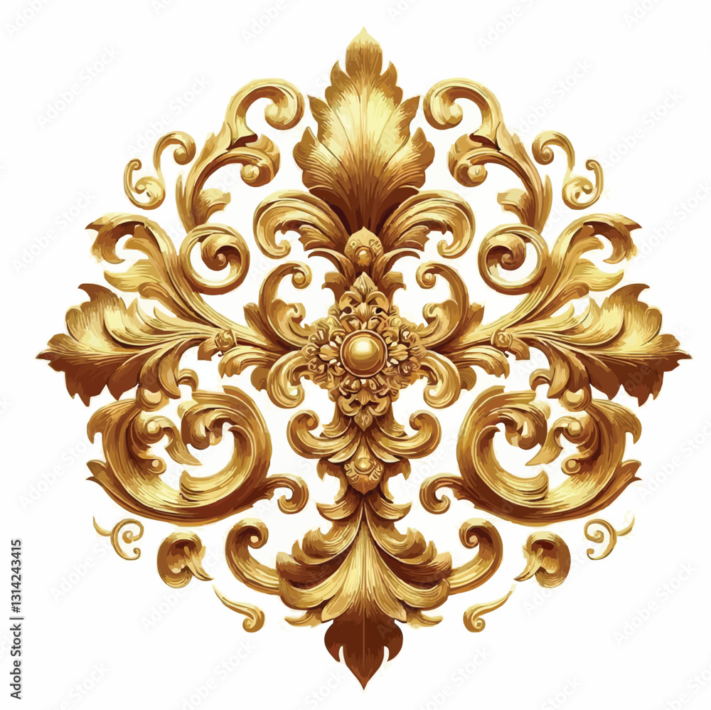 Golden decorative element design with white background Golden decorative element design with white background