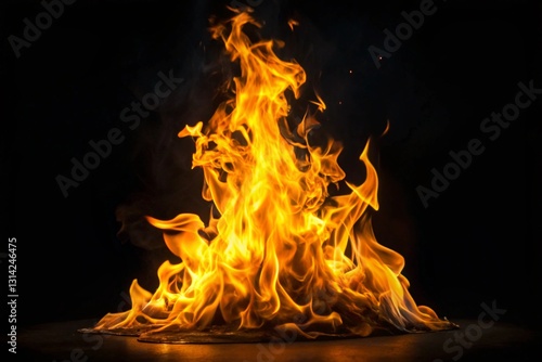 Fire flame in black background