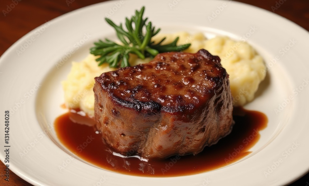 Delicious steak with creamy mashed potatoes Delicious steak with creamy mashed potatoes