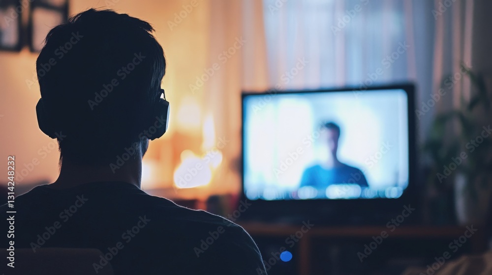 Man watching video call