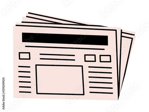 Hand drawn cute cartoon illustration of newspaper. Flat vector information daily media doodle. Communication or correspondence receive icon. Paper press. Magazine publication sticker. Isolated. photo