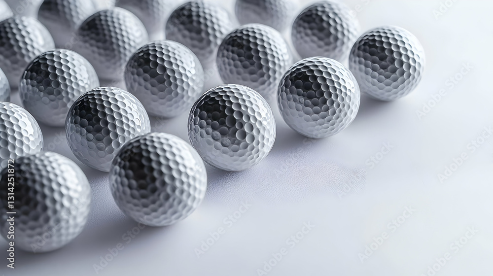Numerous White Golf Balls Arranged Neatly on A Bright White Surface With Subtle Shadowing Numerous White Golf Balls Arranged Neatly on A Bright White Surface With Subtle Shadowing