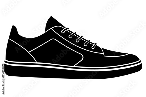 Sneakers side view minimalist silhouette vector.