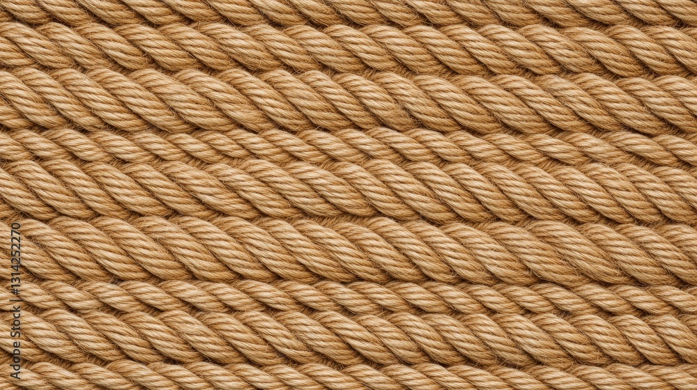 Close-up view of intertwined natural fiber ropes arranged in parallel lines with texture detail