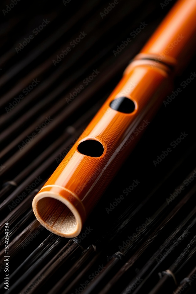 Naklejka premium Close-up of a bamboo flute