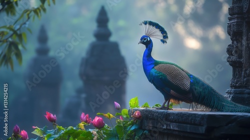 Wallpaper Mural Peacock in Ancient Ruins (1) Torontodigital.ca