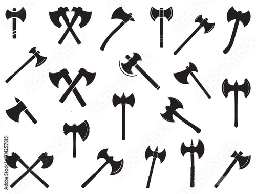 Battle axe silhouette white background