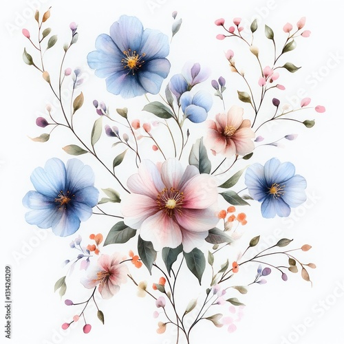 Wallpaper Mural Floral Pattern Watercolor Flowers Botanical Illustration Vintage Design for Textiles Wallpaper Interior Fashion Torontodigital.ca