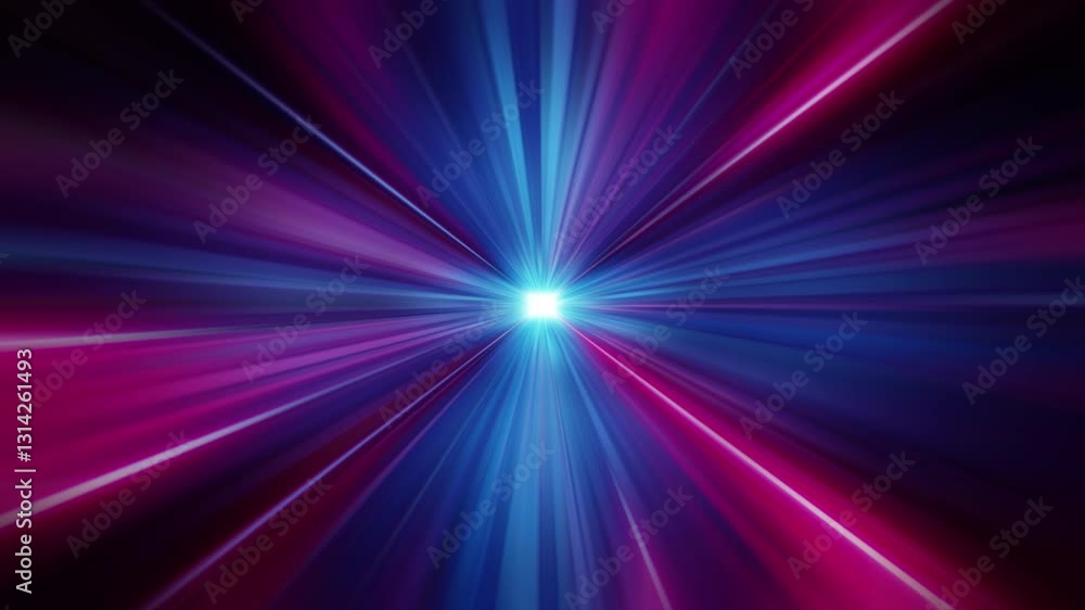 Abstract loop center blue pink shine light sparking with beam radial shine ray light background. 4K 3D fractals seamless loop infinite complex glowing radial light streaks. Abstract loop center blue pink shine light sparking with beam radial shine ray light background. 4K 3D fractals seamless loop infinite complex glowing radial light streaks.