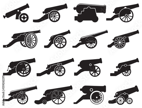 Cannon silhouette white background