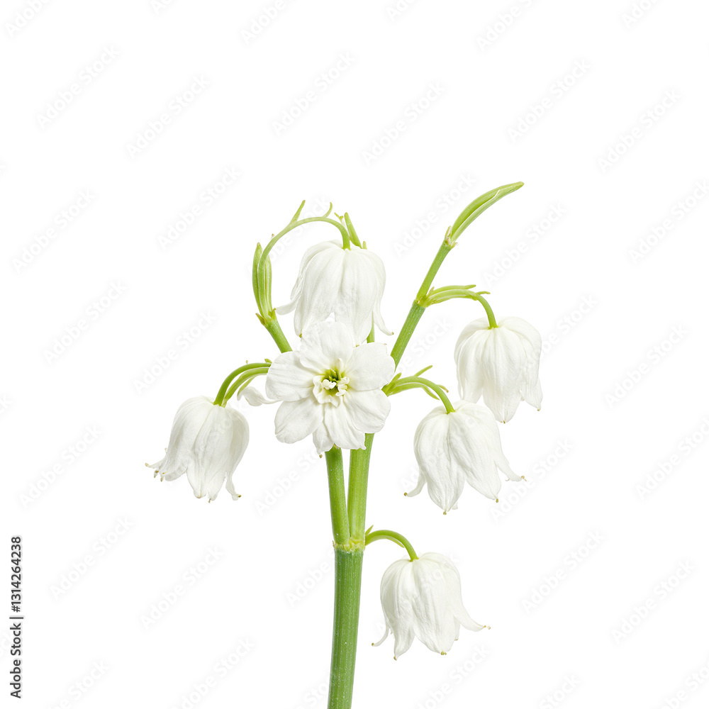 Fototapeta premium Beautiful white lily of the valley flower with bell shaped blooms exuding elegance and sweet fragrance