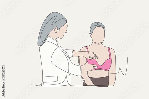 Colored doctor performs breast cancer examination on patient