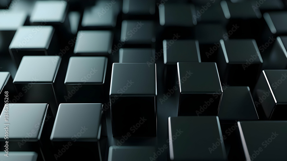 Dark Metallic Cubes With Reflective Surfaces And Subtle Lighting In A Grid Pattern Creating An Abstract Three-Dimensional Design Dark Metallic Cubes With Reflective Surfaces And Subtle Lighting In A Grid Pattern Creating An Abstract Three-Dimensional Design