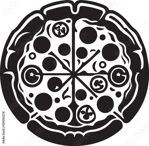 Pizza silhouette vector art illustration. Pizza vector icon.
