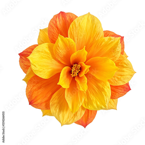 Wallpaper Mural Vibrant orange and yellow begonia with overlapping petals radiating tropical beauty on a clean white background Torontodigital.ca