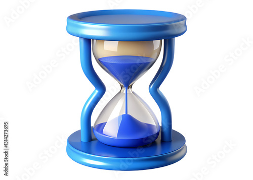 A Vibrant Blue Hourglass Symbolizes The Relentless Passage Of Time, A Beautiful Reminder Of Lifes Fleeting Moments Against A Clean Isolated on Transparent Background