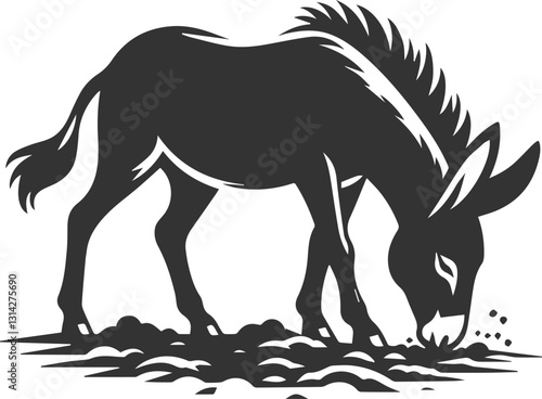 Donkey sniffing the ground vector silhouette animal design