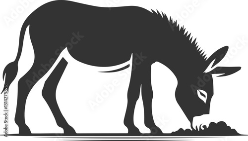 Donkey sniffing the ground vector silhouette animal design