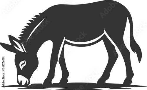 Donkey sniffing the ground vector silhouette animal design