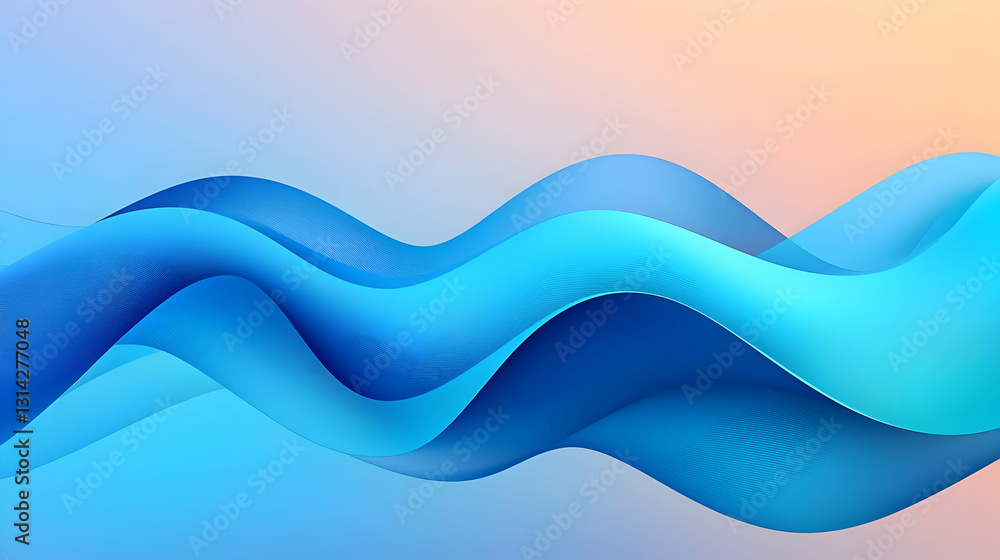 Dynamic Flowing Blue Wave on Gradient Background With Soft Lighting and Smooth Texture Dynamic Flowing Blue Wave on Gradient Background With Soft Lighting and Smooth Texture