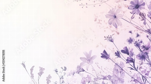 Floral Whispers: A delicate composition of soft, pastel-colored wildflowers and leaves creates a romantic and serene ambiance with a focus on tranquility