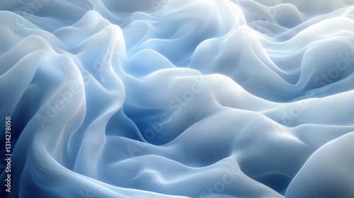 Abstract Light Blue and White Background with Soft Swirls and Glowing Elements