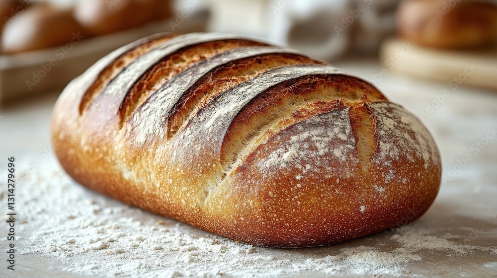 Artisan Loaf Of Bread On Wooden Surface Artisan Loaf Of Bread On Wooden Surface