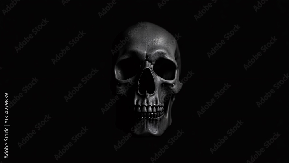Dramatic Human Skull Close-Up in Black and White Dramatic Human Skull Close-Up in Black and White