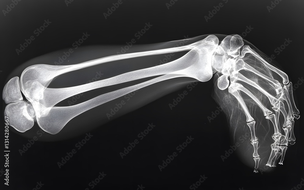 Naklejka premium 39. A human elbow X-ray showing signs of tennis elbow